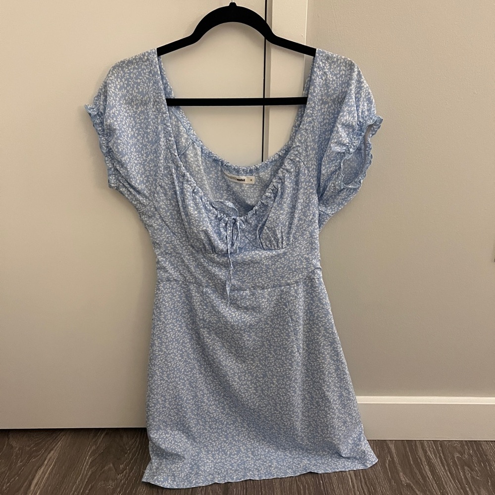 Chic Light Blue Floral Mini Dress